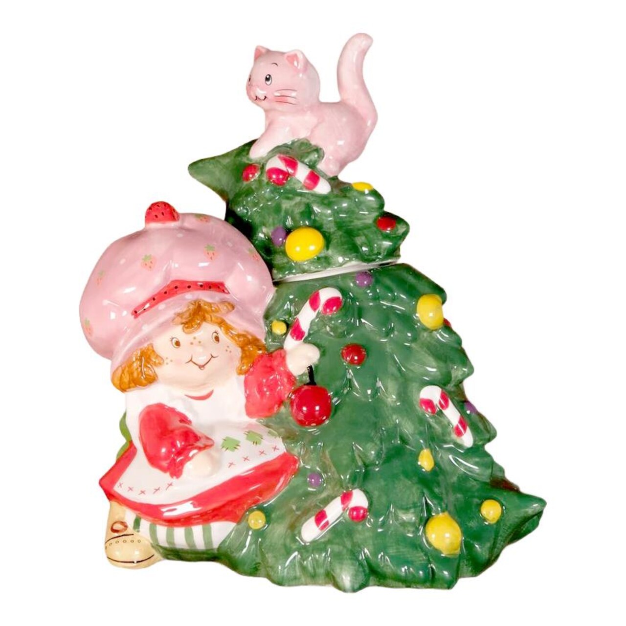 Blue Sky Clayworks Strawberry Shortcake with Custard Cat Cookie Jar Figurine